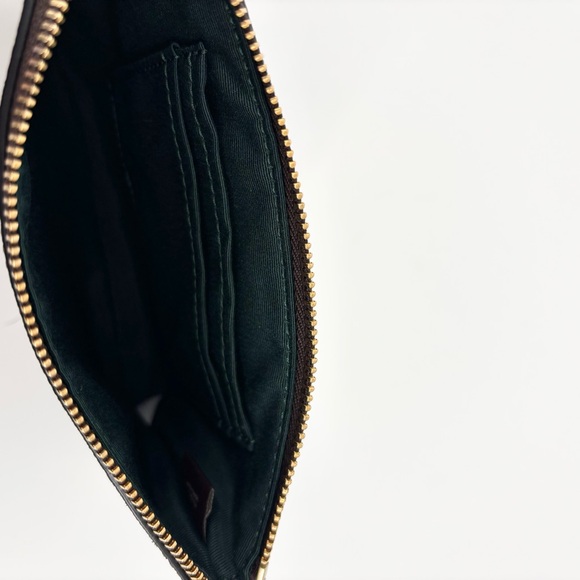Coach Corner‎ Zip Wristlet Wallet Brown Metallic Ivy Green Canvas Leather - Picture 7 of 8